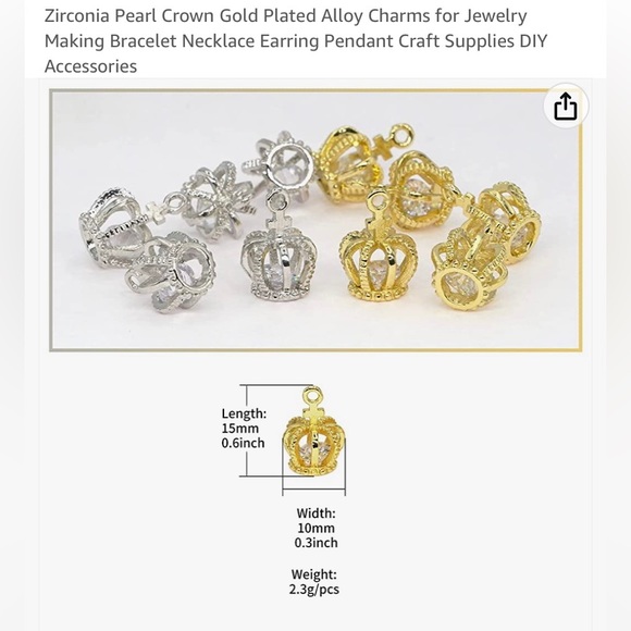 Handcrafted Crown with Zirconia Dangle Earrings - Picture 8 of 13